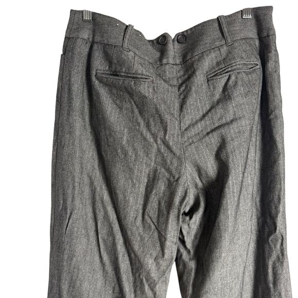 Ann Taylor LOFT Black White Herringbone Twill Wool Blend Wide Leg Trouser Pant 8 - Picture 6 of 7